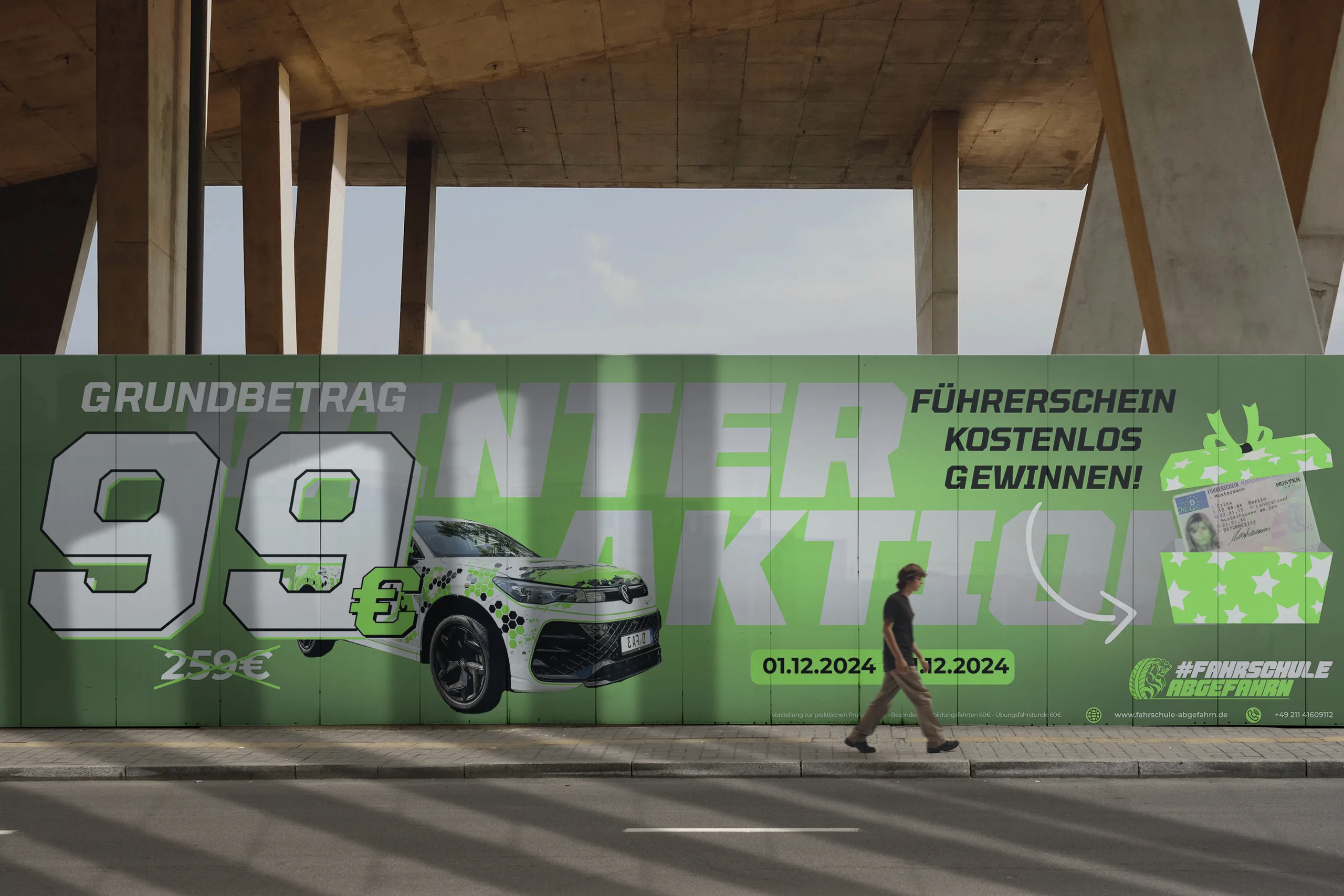 Billboard with the driving school’s winter promotion